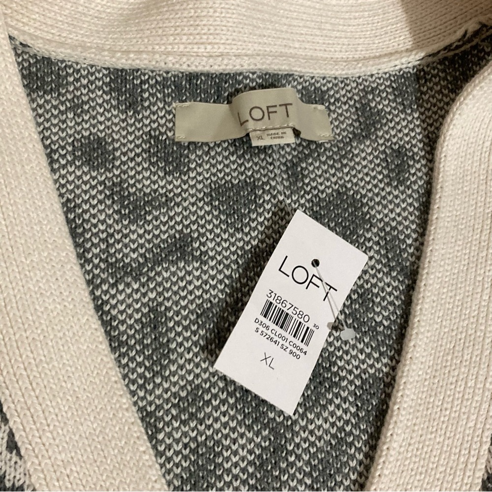LOFT Gray Leopard Print Cardigan - Picture 11 of 14